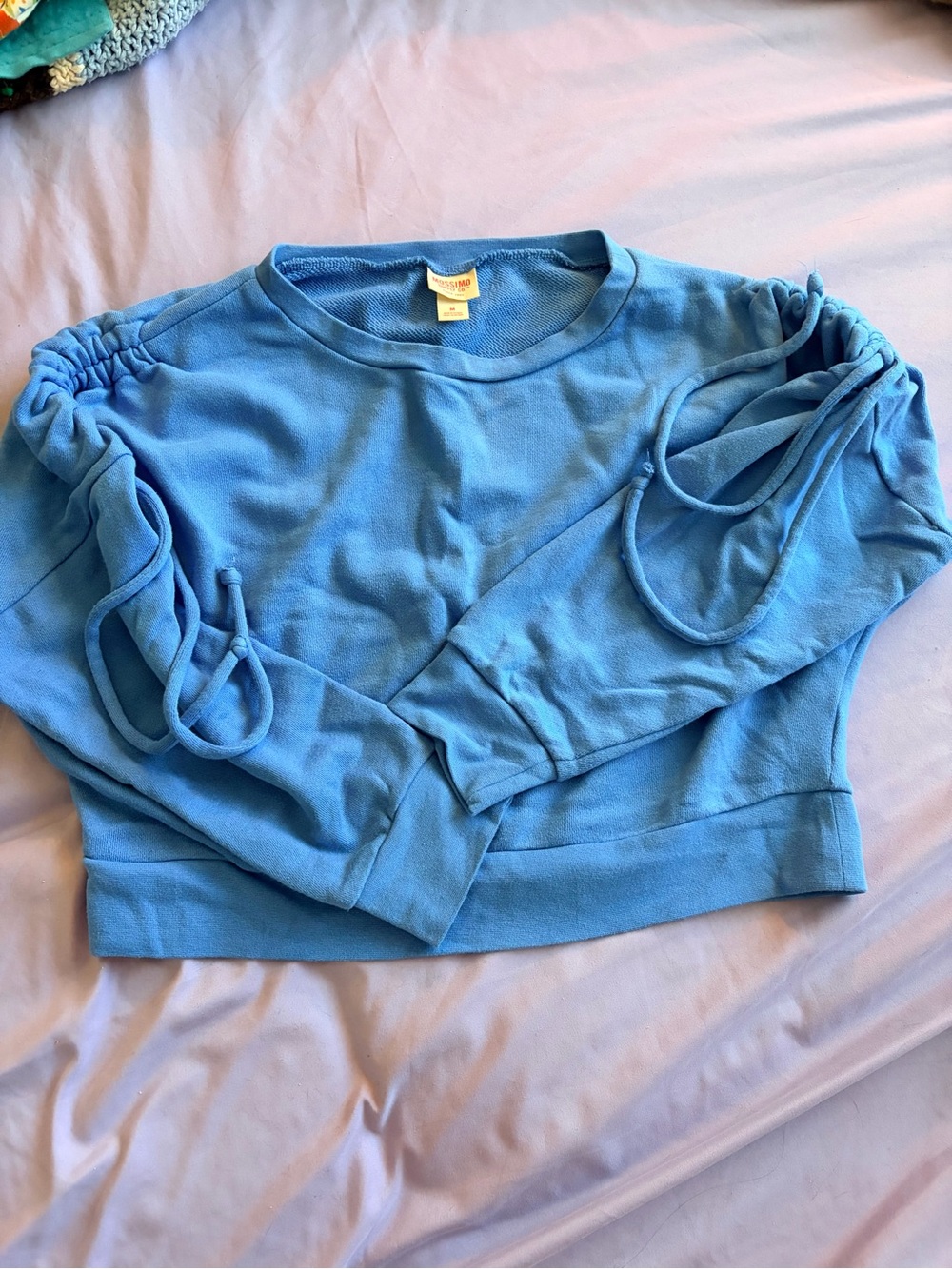 Mossimo Supply Co. Light Blue Drawstring Sleeve Sweatshirt